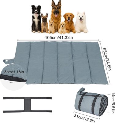 Підстилка для собак 105x63 см: водонепроникна, для подорожей, кемпінгу, м'яка та зручна