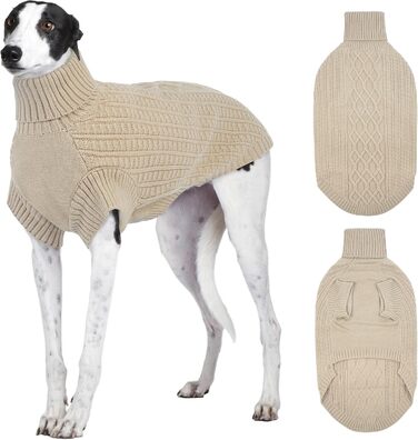 Теплий зимовий пуловер для великих собак, росту до XXX-Large, рожевий (Абрикосовий), для породи Віндхаунд