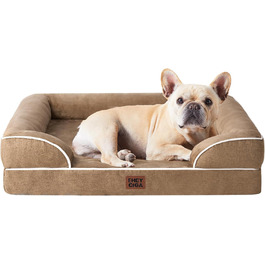 Ортопедичне ліжко для собак EHEYCIGA, 76x51 см, Memory Foam, для середніх та маленьких собак, з високим бортиком, вологостійке, неслизьке, Kamel