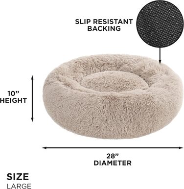 Ліжко для собак та котів Juicy Couture Devon, кругла, штучне хутро, велике, тауп/коричневе, 71x71x25 см