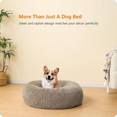 Ортопедичне ліжко для собак, круглий пуф-кіготь, софа для котів та собак, м'який кошик для собак, 70 см Ø, верблюжий колір, розмір 70x70x20 см