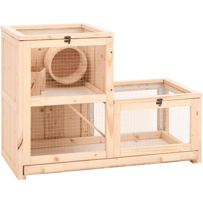 Клітка для хом'яків vidaXL 81x40x60 см, масивна деревина ялиці