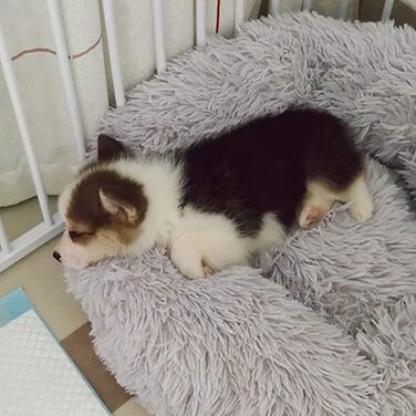 Ортопедичне ліжко для собак, кругле м'яке гніздище для собак та котів, з водонепроникним дном, біле Ø 50 см (світло-сірий, 90 см)