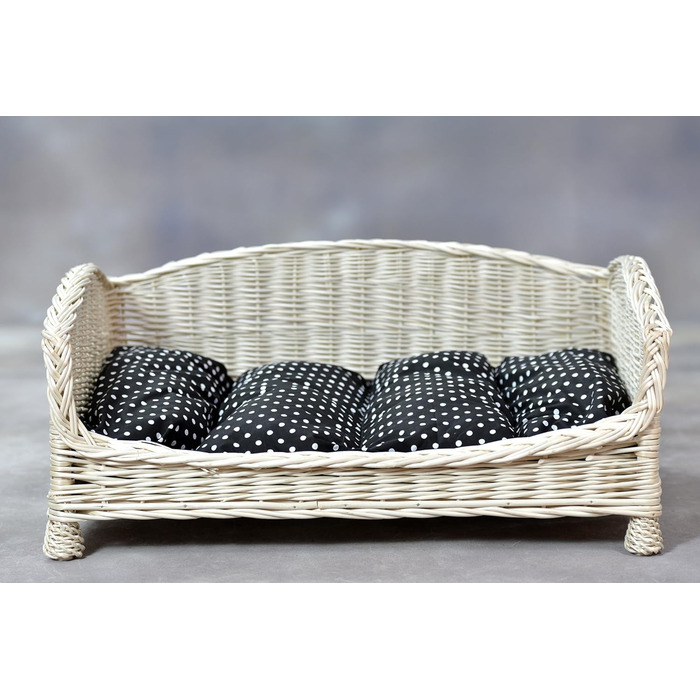 Корзина-ліжко для собак та котів з плетіння лози з м'яким лежаком (74x52x39 см, чорний)