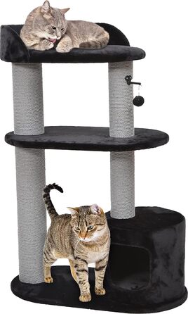 Дряпка для котів Flamingo – коричнева, 78 x 49,5 x 121 см – велика з платформами та прихованими місцями