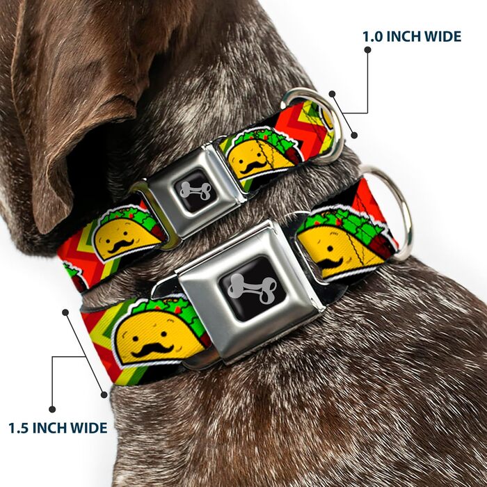 Нашийник для собак Buckle-Down Taco Man Bone, 27,9–43,2 см, середній