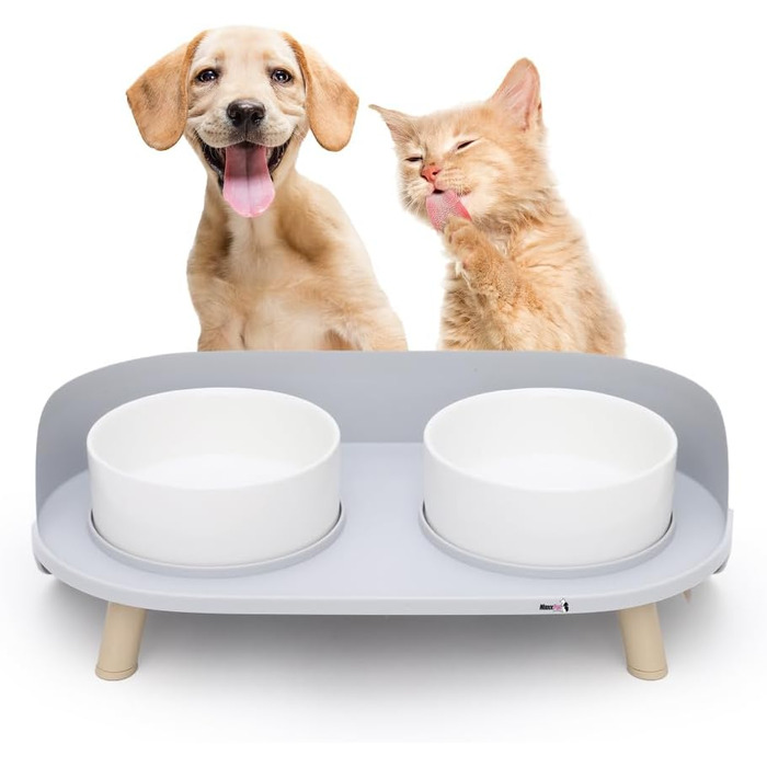 MaxxPet Подвійна керамічна миска для корму та води для собак і котів, антрацит