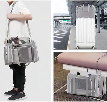 Транспортна переноска для собак Small - складана, сіра | Підходить для котів та собак середніх та маленьких порід