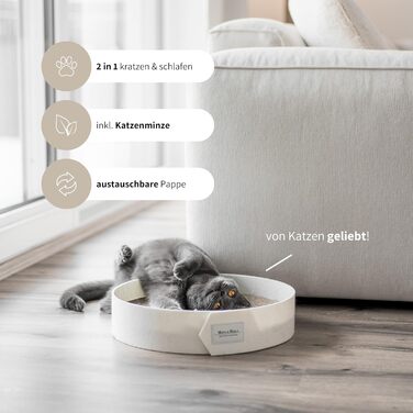 Котяче дряпальний борд Minty&Marla® з котячою м'ятою | Дряпальний борд для котів | Котяче ліжко-дряпалка | Білий