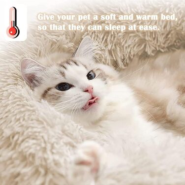 Кругле ліжко для собак та котів Chickwin, м'яке плюшеве, тепле, 80 см, сірий