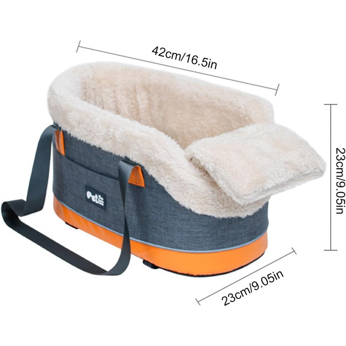 Автокрісло для собак та котів - зручне автосидіння для тварин, 42x23x23 см