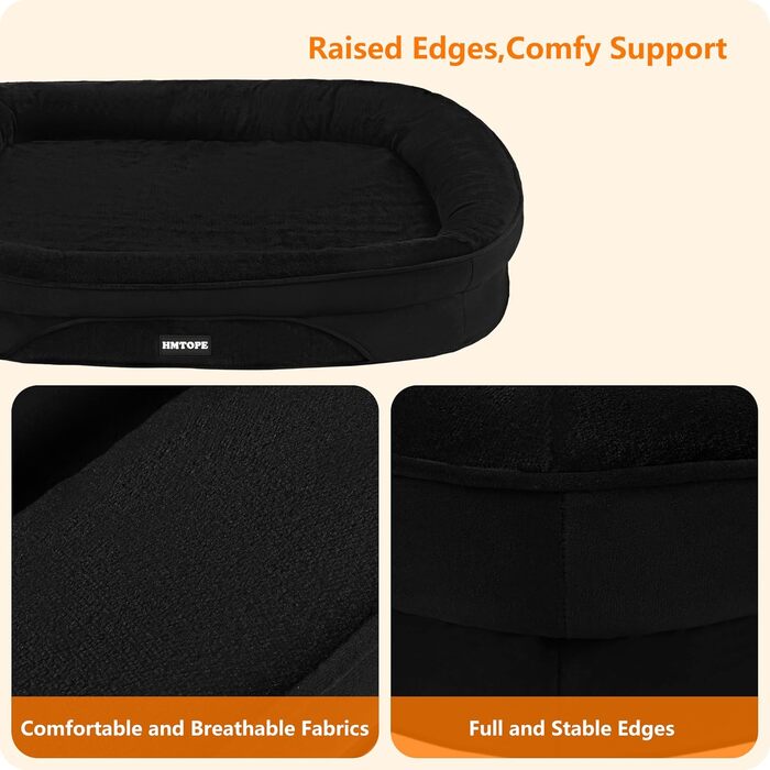 Ортопедичне ліжко для собак, диван-лежанка з валиком для шиї, кошик для собак з неслизьким дном, знімний та пральний, середні та великі породи, 106 x 79 x 17 см, оливковий колір