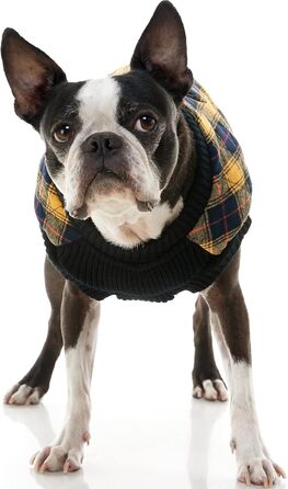 Жилет для собак Gooby Modish, степеневий, з еластичною зоною грудей, ромбовий візерунок, великий розмір (обхват грудей ~43.8 см), X-Large (обхват грудей ~52 см), жотий в клітинку.