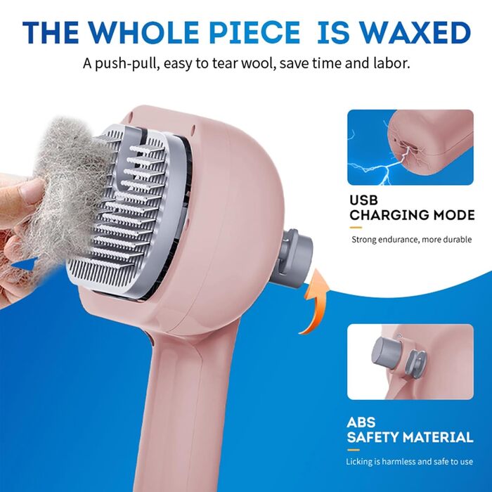 Щітка для котів Sylswx з парою, 3 в 1, для довгої та короткої шерсті, також для собак, проти статичної електрики та ковтунів (рожева)