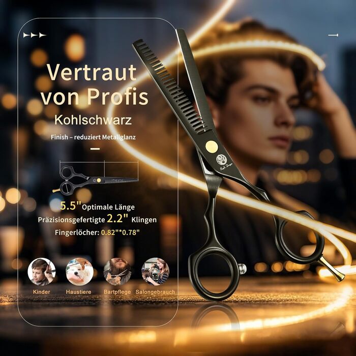 Професійні перукарські ножиці Purple Dragon 5,5 дюйми – набір для стрижки волосся для жінок та чоловіків, перукарські ножиці для барберів/перукарів/початківців (чорний)