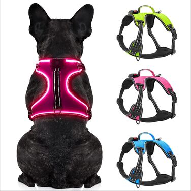 Світлодіодна шлейка для собак з LED-підсвічуванням, перезаряджувана, RGB, для маленьких, середніх та великих собак (Рожева, XL)