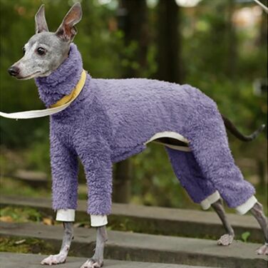 Теплий флісовий комбінезон для собак з принтом грейхаунд, з високим коміром, розмір M (2 шт.)