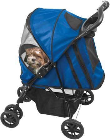 Дитяча візок для тварин Pet Gear Happy Trails Lite, блакитний, з безпечним ремінцем та кошиком для зберігання