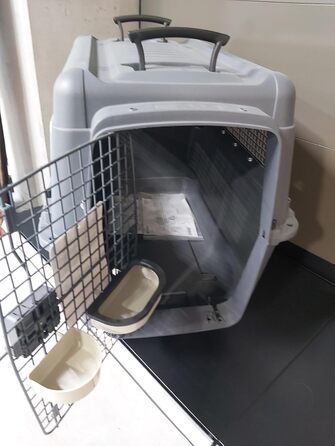 Клітка-переноска для собак Flamingo Lanta – темно-сіра | Розмір L (56 × 80 × 59,5 см) | Безпечна, практична та комфортна переноска для вашого собаки