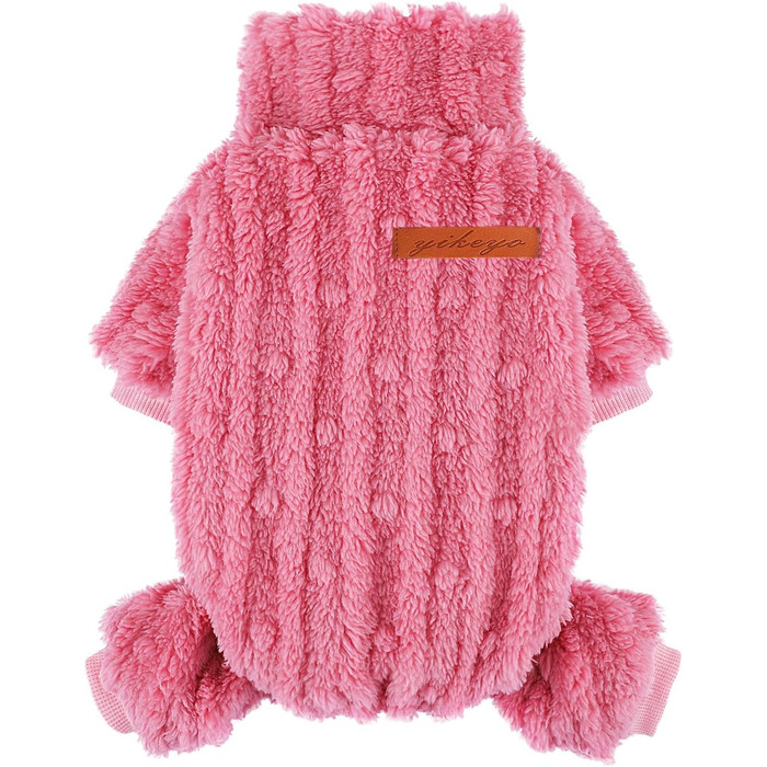 Піжама для собак маленьких порід: теплий флісовий комплект для дівчаток та хлопчиків, теплий зимовий костюм для Чихуахуа, Йоркі та інших, рожевий, середній розмір