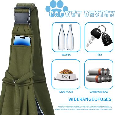 Сумка-переноска для домашніх тварин, регульована переноска для собак, реверсивна переноска для маленьких собак до 7 кг, переноска для собак, переноска для собак для прогулянок та активностей на відкритому повітрі (зелена)