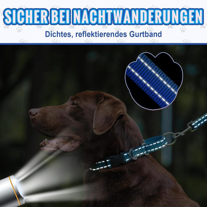 Нашийник для собак Martingale, світловідбиваючий, з зупиняючим ефектом, для великих, середніх та маленьких собак, нейлон, синій, розмір L