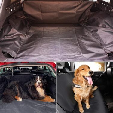 Захист для багажника автомобіля для собак FINEVERNEK з боковим захистом, ковдра для собак на заднє сидіння, універсальна ковдра для собак з кишенькою для зберігання, водовідштовхувальна, легка у догляді та стійка до подряпин, чорного кольору