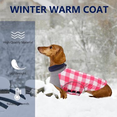 Водонепроникний зимовий теплий одяг для маленьких собак, джек-рассел, мініатюрний джек-рассел, куртка для собак з отвором для шлейки, одяг для домашніх тварин, ідеально підходить для прогулянок, походів, кемпінгу, розмір L, рожевий в клітинку