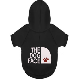 Світшот для собак Чіхуахуа з капюшоном, чорний, з написом 'The Dog Face', розмір Small