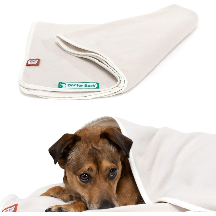 Doctor Bark м'яка флісова ковдра для собак, гіпоалергенна, пральна при 95°C, для дивану та лежака, бежевий, 120x90 см, Німеччина
