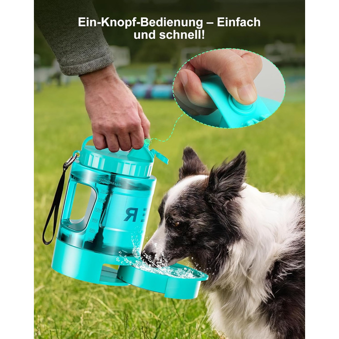 Турбопляшка для собак Lesotc 2200 мл: велика, портативна, для подорожей та кемпінгу (м'ятний)