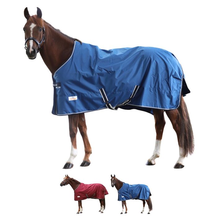 Водонепроникна попона для коней Marengos by Bucas Freedom Turnout 600D з підкладкою та перехресними ременями, Navy/Beige, 135 см (наповнювач 150 г/м²)