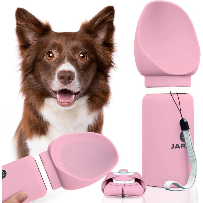 Складаний миска-поїльник для собак JARUKI, 550 мл, рожевий, BPA-free