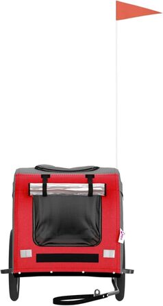 Фahrрадінний причіп для собак Червоний та Сірий, Oxford-Gewebe та Ізоточне залізо, Модель 93831