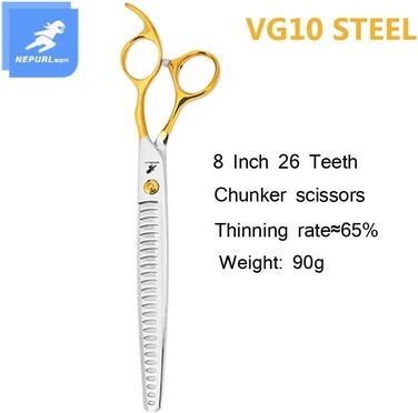 Професійна 20.3 см високоякісна фейдяча ножиця для собак, для грумінгу (Chunker)