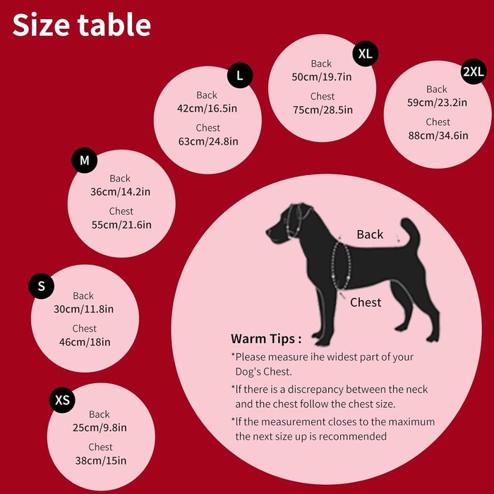 Зимовий теплий одяг для собак - куртка з нагрудником та захистом від вітру, для активних прогулянок на вулиці, світловідбиваюча жилетка з флісовою підкладкою, для маленьких собак (Червоний, XL)