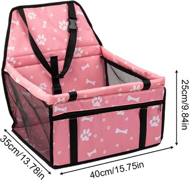 Транспортна переноска для собак у авто - підвищення для собак з кишенькою для зберігання - автокрісло для цуценят, складане, аксесуари для подорожей з домашніми тваринами для довгих поїздок, Percor Rosa UN