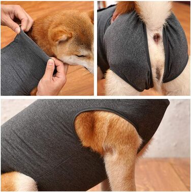 Захисний костюм для собак після кастрації Heywean, сірий, M - костюм для відновлення після операції