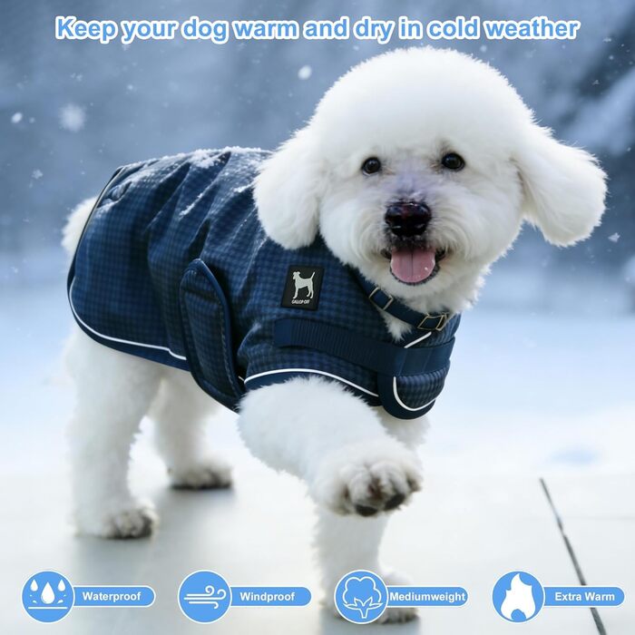 Зимовий теплий водонепроникний одяг для собак, з отвором для шлейки, XS-XXL