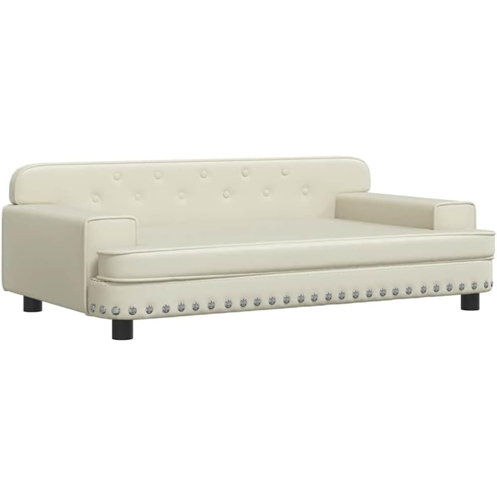 Крісло-ліжко для собак, м'яке ліжко для тварин, лежанка для собак та котів, штучна шкіра, 90 x 53 x 30 см, кремовий колір