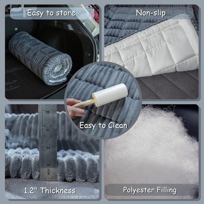 Підстилка для собак у машину, антиковзаюча, м'яка, миюча, 137x63 см, сіра