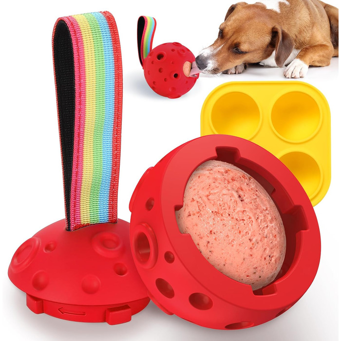 Іграшка для собак Larimuer Schleckball: інтерактивна годівниця-іграшка з силікону (червона)