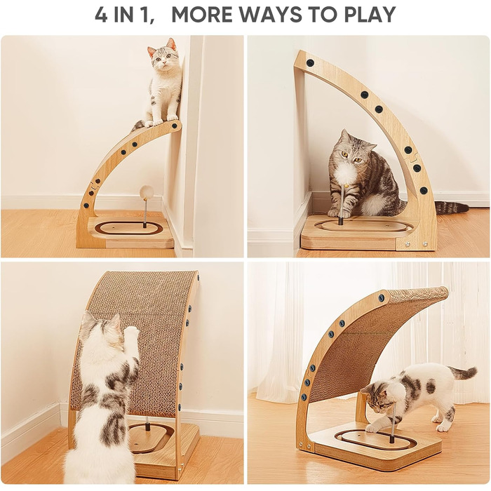 Преміум кігтеточка для котів з міцним матовим каркасом та іграшкою-обертом, вертикальна кігтеточка для дому, знімний картон для котів