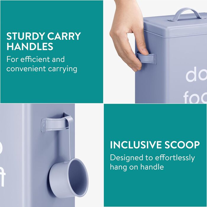 Контейнер для корму для собак Navaris з кришкою та лопаткою - синій