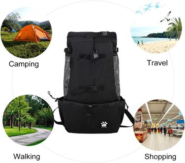 Чорна переноска для собак XL: зручна та легка переноска-рюкзак для собак вагою 1-25 кг, з вентиляцією та отвором для голови, ідеальна для прогулянок та безпеки