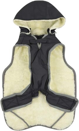 Теплий зимовий одяг для собак - куртка з капюшоном, в клітинку, темно-сіра, розмір M (45-55 см)