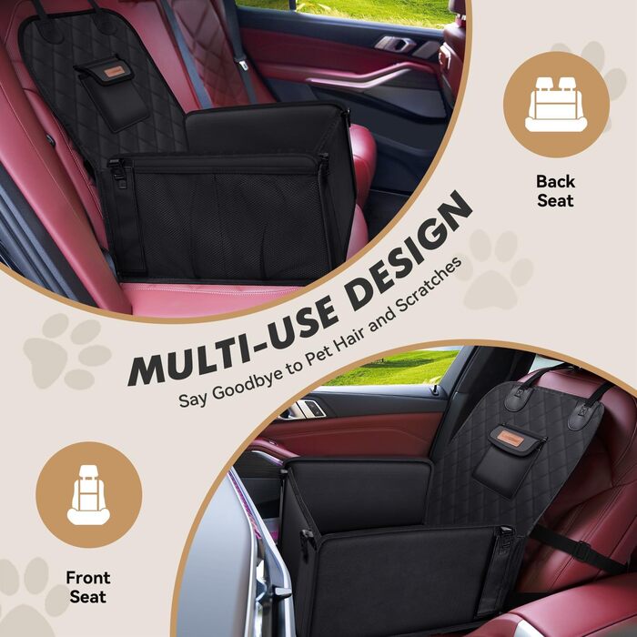 Автокрісло для собак: стабільне, безпечне, водонепроникне, чорне. Підходить для малих та середніх порід.