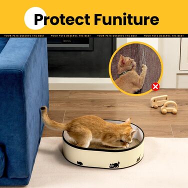 Кігтеточка для котів з будиночком та 4 змінними шарами - велика кігтеточка з міцного гофрокартону, двосторонні шари з наклейками DIY - лежанка для котів у квартирі, захист меблів, чорна, велика