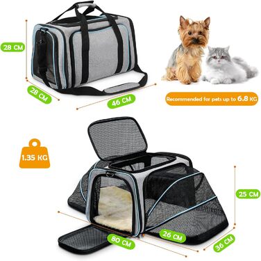 Складана переноска для котів і собак ALLSOPETS, розширювана, сіра, для подорожей, туризму, кемпінгу
