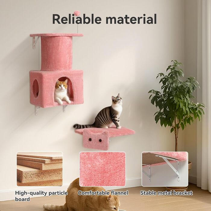 Комплекс для котів BYBYME з гамаком, ліжком та каналом, 6 предметів, рожевий